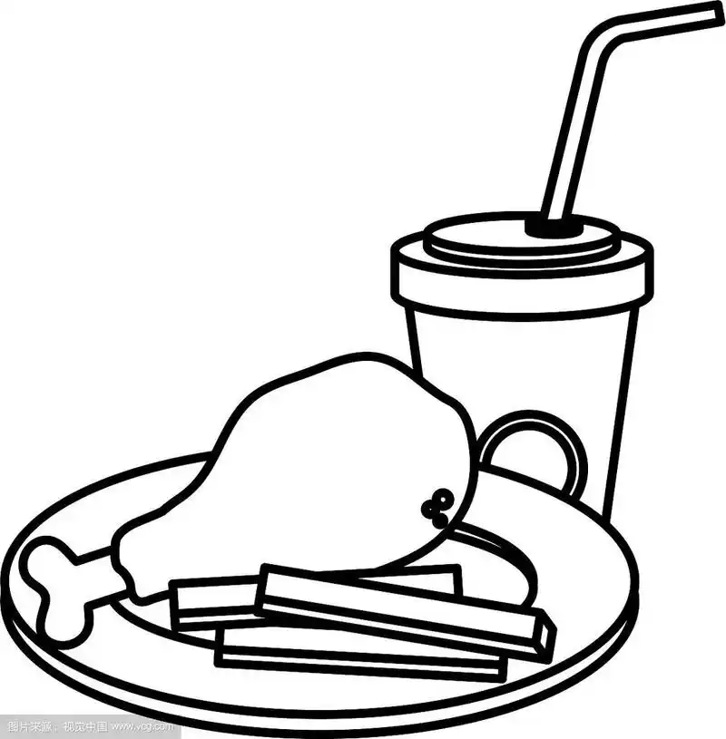 美味的鸡腿配苏打水