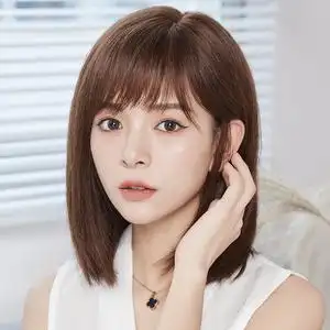 假发女长直发网红自然偏分全头套式真人发丝锁骨中长直发蓬松发套