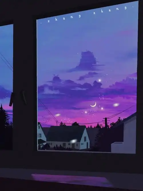 风景插画窗外夜景怎么画含步骤插画练习