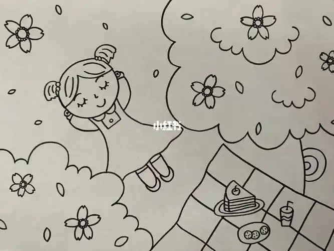 春游|一起去野餐快乐的假期|踏青|一起去郊游#主题画  #简笔画教