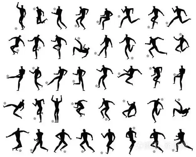 足球动作矢量插图.