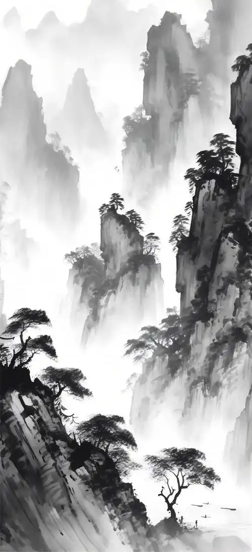 ai创作水墨风格风景作品欣赏