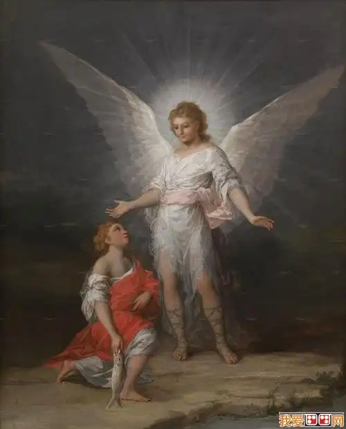 西班牙浪漫主义画派戈雅人物油画《 多俾亚和大天使 拉斐尔》1787