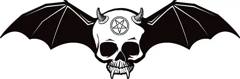 恶魔头骨与蝙蝠翅膀的图标图片