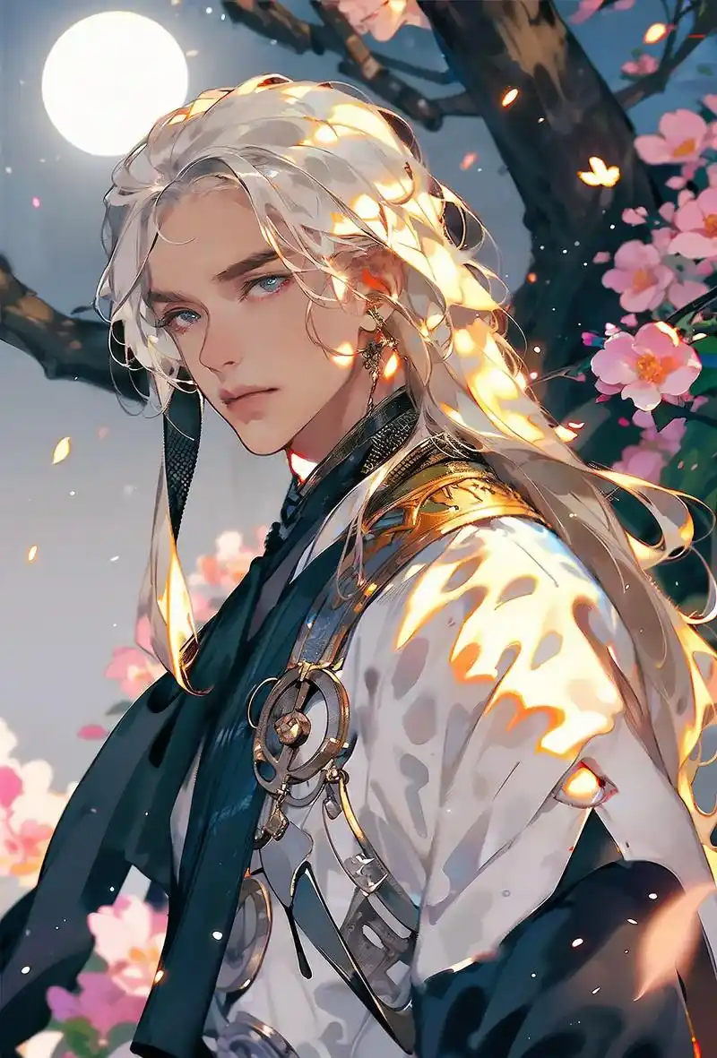 不堪回首月明中.尝试一下古风白发美男 #这画是用了亿点点魔法 - 抖音