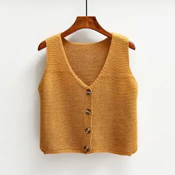 毛线马甲背心女针织马甲女背心开衫短款毛衣坎肩外搭无袖小马夹女毛线