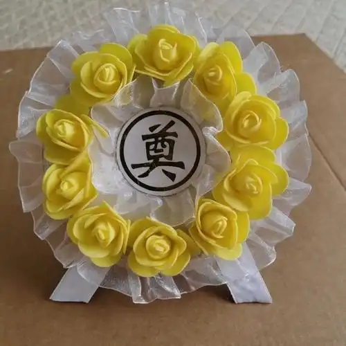 经美精品小花圈死人殡葬骨灰盒前摆件白事灵堂葬礼墓碑假花祭奠死者
