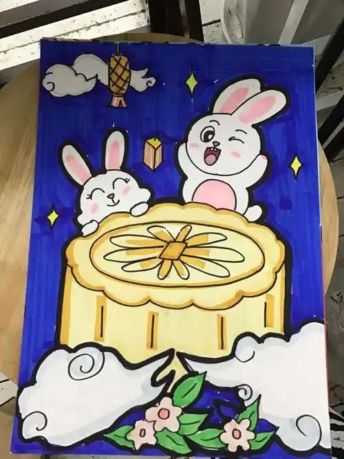 中秋绘画  #中秋节  #儿童绘画  #中秋月饼  #儿童绘画