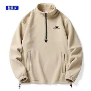 百伦男士秋冬季套头外套美式复古半拉链摇粒绒立领长袖nb卫衣新款