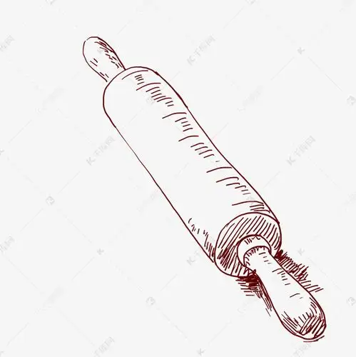 线描擀面杖手绘插画