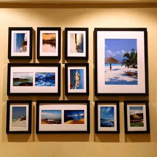 供应手工长方形10相框组合 照片墙背景墙实木相框组合 创意墙饰