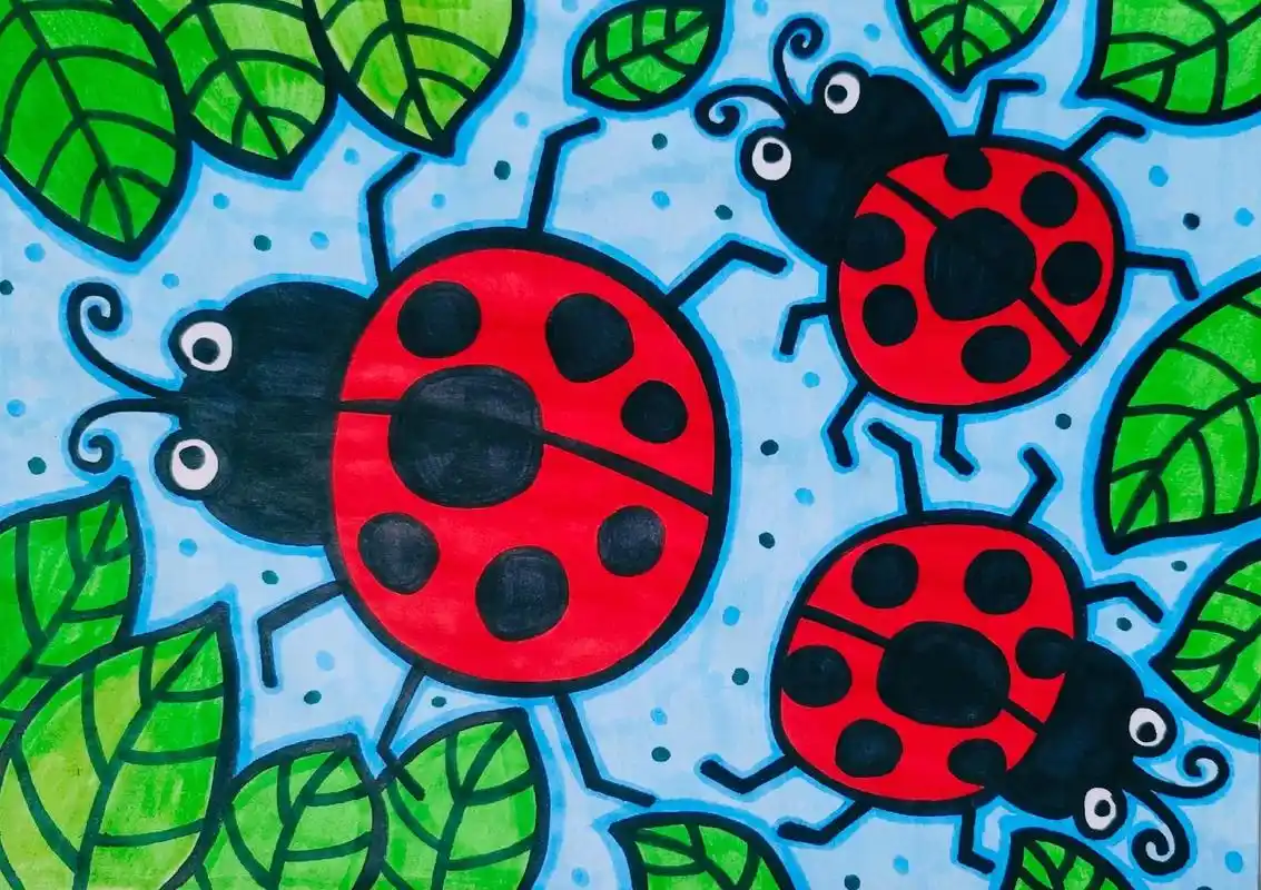 七星瓢虫儿童画教学,简笔画七星瓢虫,幼儿简单绘画教学,创意美术《