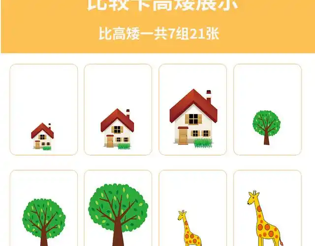 比较大小高矮长短对比自闭症训练教具发育迟缓早教闪卡