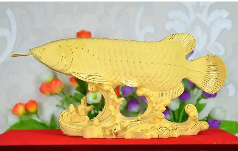 绒沙金金龙鱼摆件客厅玄关电视柜装饰品公司店铺开业乔迁礼品金龙鱼