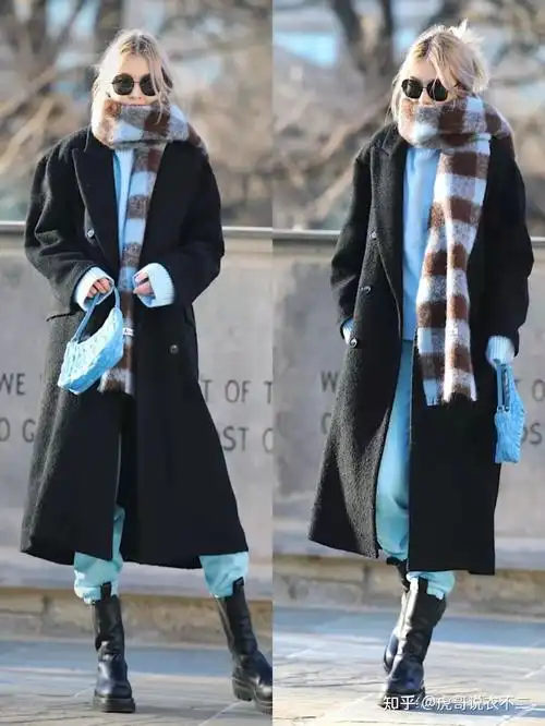 同时平底的款式设计方式又可以彰显出足够的舒适度,长款的大衣搭配上