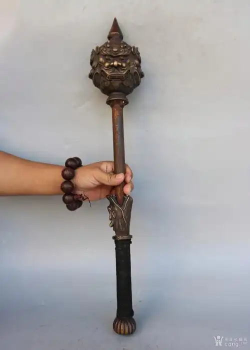 铜十八般兵器锤铜锤大锤圆锤艺品摆件兽虎头锤古玩古董辟邪收藏