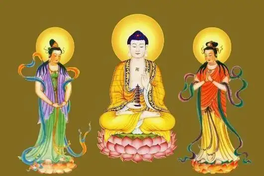 东方三圣,也称"药师三尊"是东方药师佛与其胁持"日光菩萨,月光菩萨"的