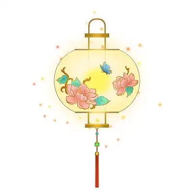 手绘卡通元宵节日花灯原创插画素材中元节花灯元素