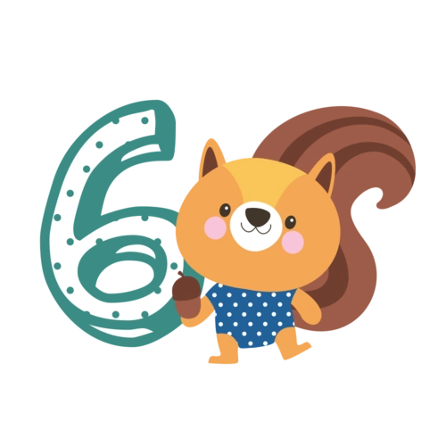 卡通可爱动物数字6图片