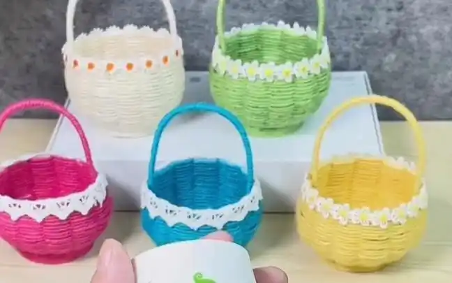 一次性纸杯打造个毛线花篮!你也可以的!_哔哩哔哩_bilibili