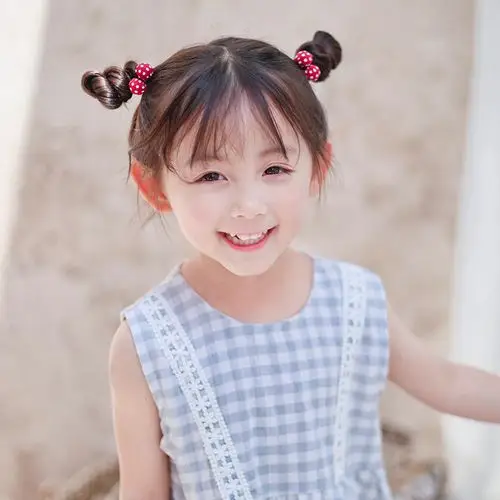 韩国不伤发儿童头绳小女孩扎头发皮筋2019新款女童格子球球发圈女