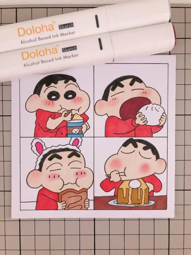 第262幅|蜡笔小新卡通画,马克笔画.