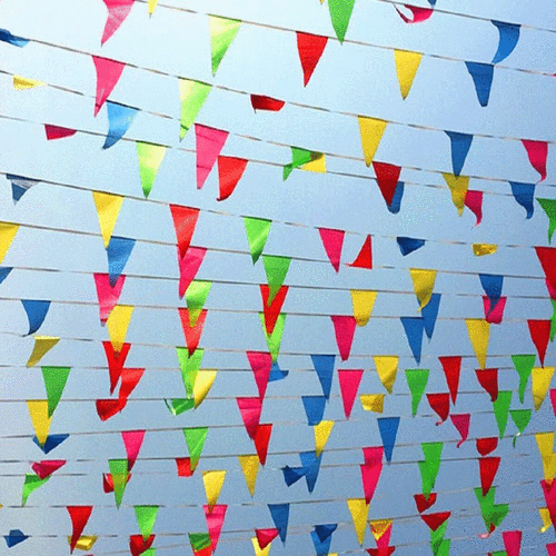 彩旗三角旗 开业典礼婚庆活动工地警戒线信号旗 涤纶串旗