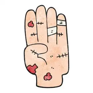 质感的卡通受伤的手照片