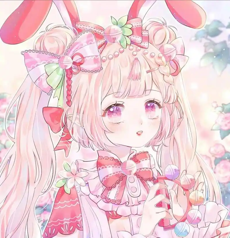 粉色系动漫女生头像(3) 抱图可以,首先点赞收藏.