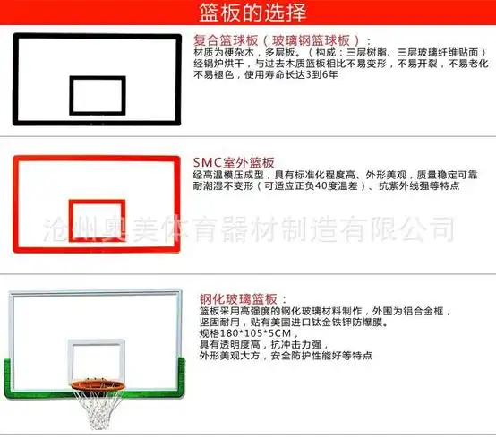 篮球架,球板,球框,球网 篮球架   产品名称:smc篮板 产品型号: 复合