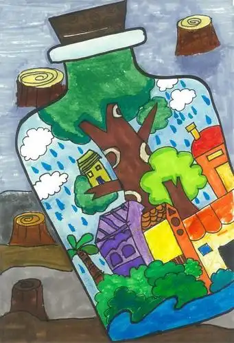 作品描述:我们要爱护生态环境,保护地球,不要让绿色家园只能存在于