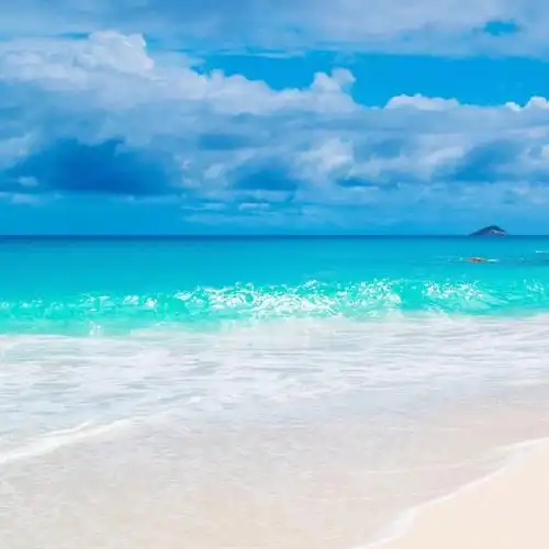 海边风景头像:海边有风浪,心中有晴天,阳光海滩还有老船长.