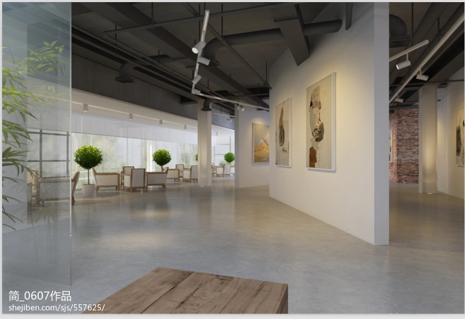 文化艺术装修案例_效果图 - 画廊 - 设计本