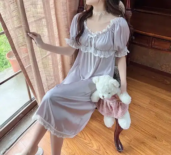 浓浓的法式浪漫气质很大气又显气质的一款睡裙～#舒适睡衣推荐  #仙女