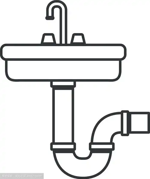 单色剪影面盆和排水管