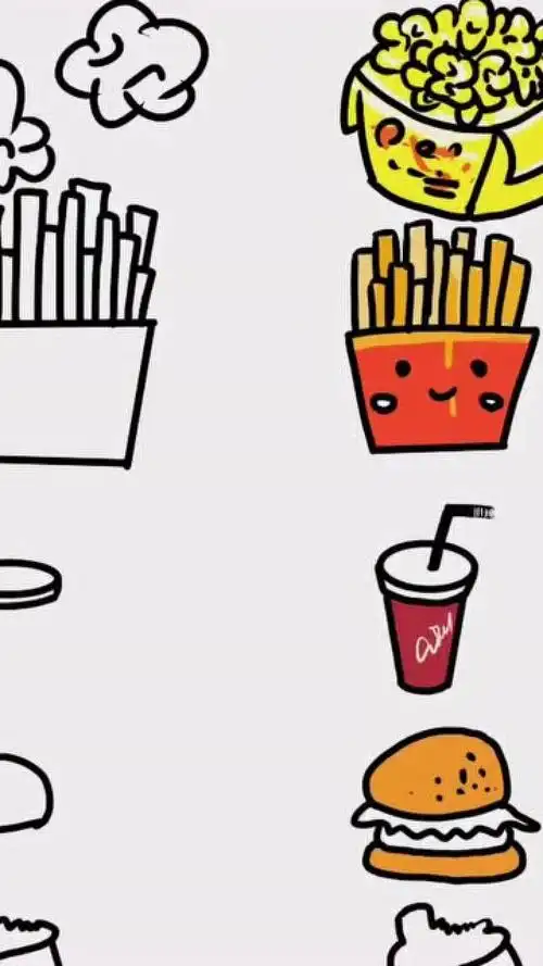 1017设计简笔画基础教学薯条可乐