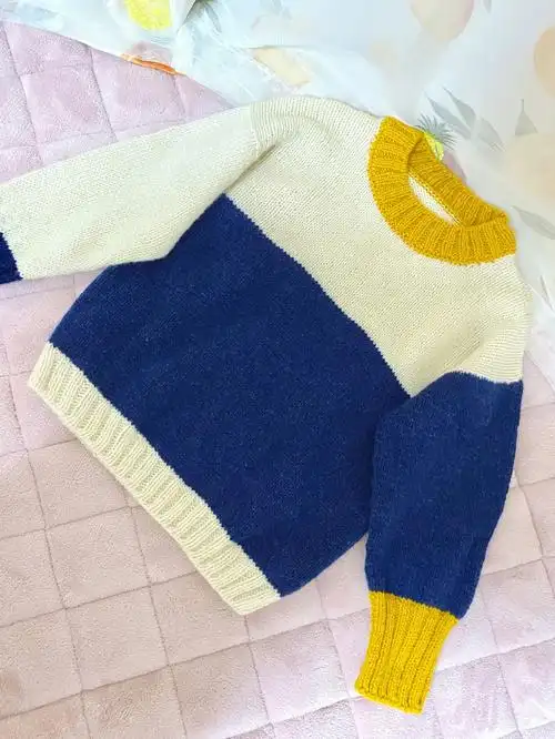 儿童拼色毛衣手工毛衣编织