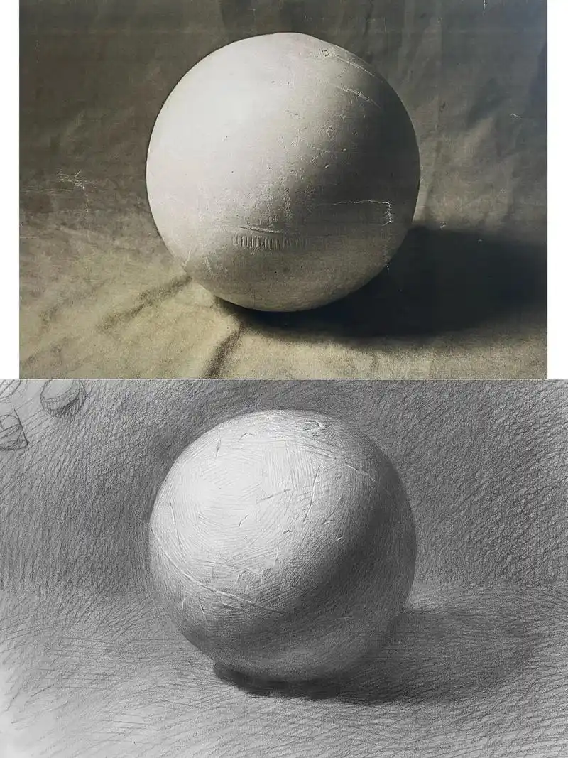 素描几何球体.球体难在画圆,画凸.当初学画画时老师总是说画平 - 抖音