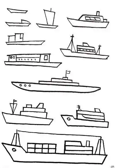 幼儿简笔画:各种各样的船1画只小船,带上彩虹一样的理想乘风破浪,扬帆