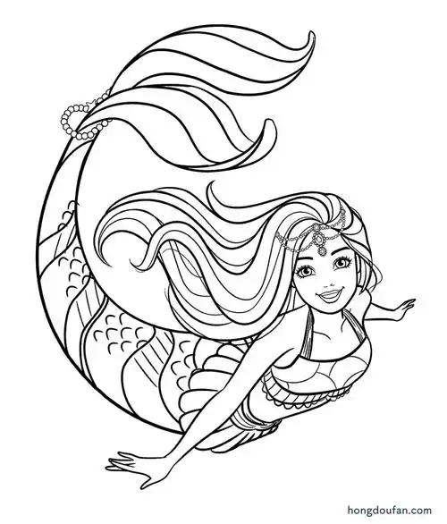 拿着星星魔法棒的芭比娃娃公主填色图片大全-红豆饭小学生简笔画大全