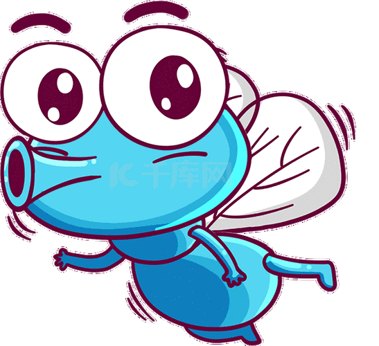 卡通呆萌苍蝇飞行动图gif