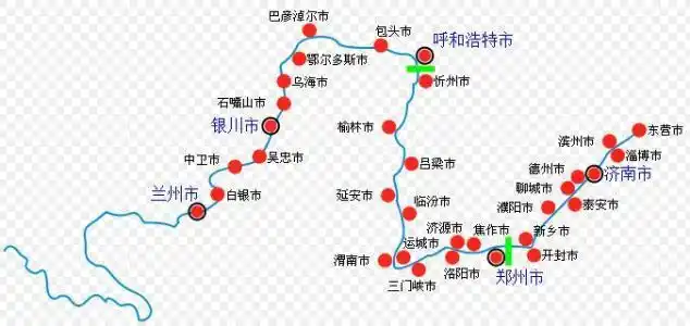 黄河沿岸主要城市分布