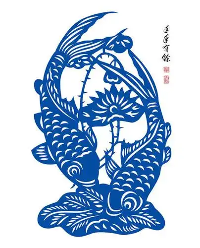 电子版jz年年有余2手工剪纸刻纸白描画稿图现代装饰画素材