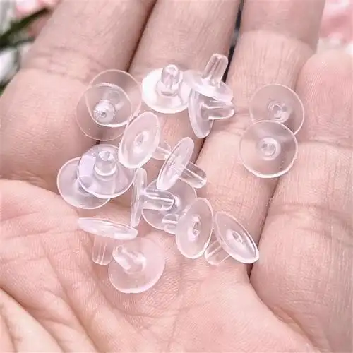 耳塞diy耳堵环保硅胶塞透明塑料耳钉堵头耳环防脱子弹头饰品配件