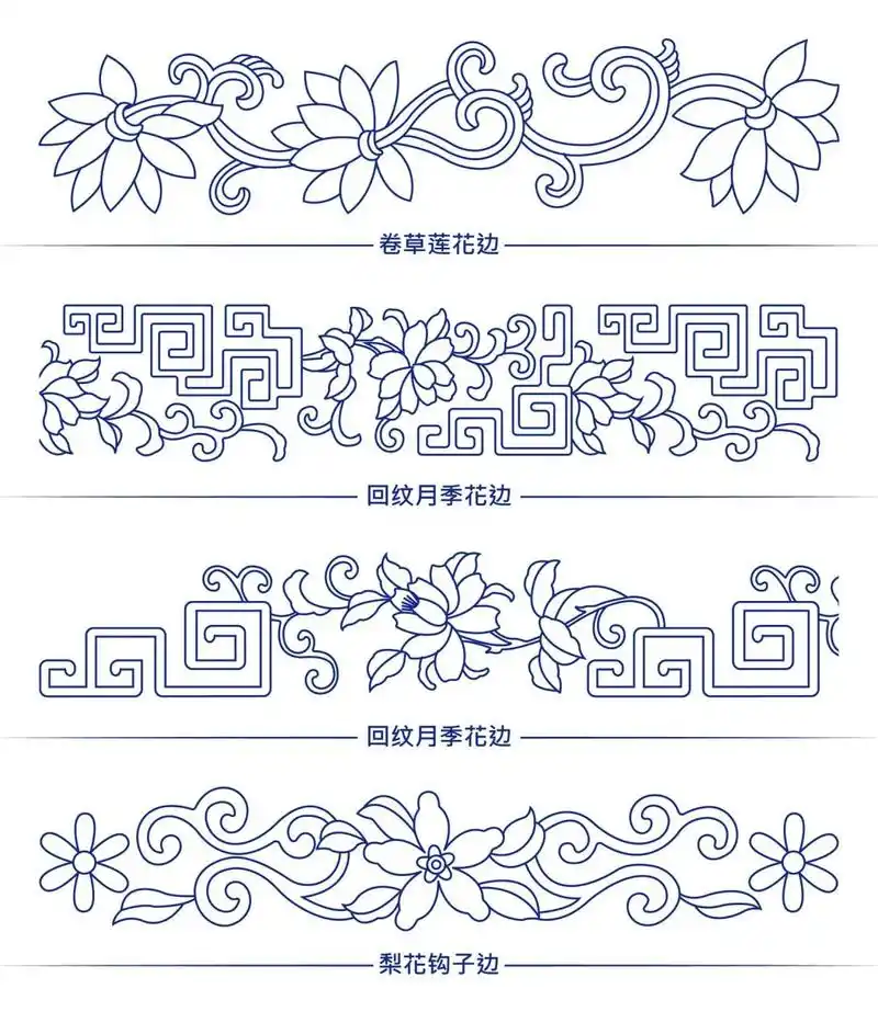 传统图案-花边纹样(18)   	 花边纹样大多是装饰在服饰边,衣领,袖口