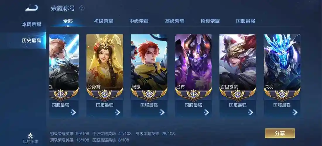 【v10 345皮】多省标热门英雄7815历史八国服此王者荣耀账号已