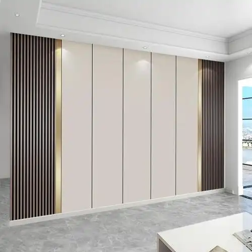 现代简约竹木纤维板客厅电视背景大气护墙板沙发卧室轻奢集成墙板