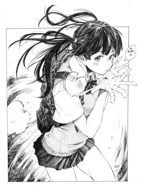 动漫少女黑白插画一组