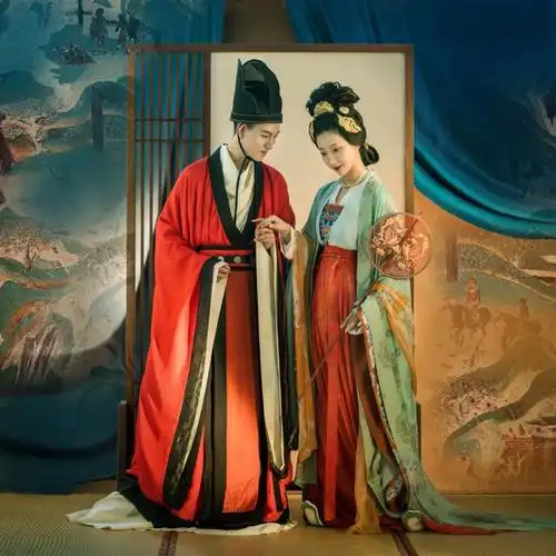 氛围感复原唐制婚服遵循红男绿女的配置哟