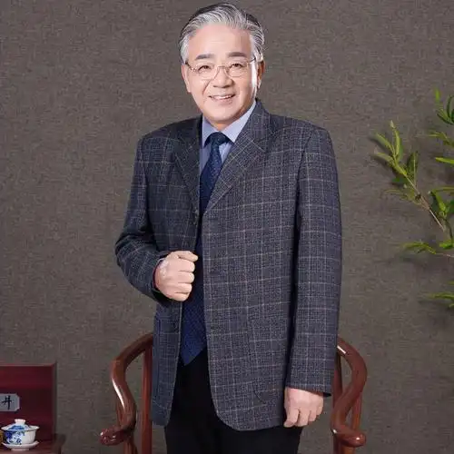 春秋装中年男士西服单西上衣商务休闲中老年西装爸爸装春装男外套